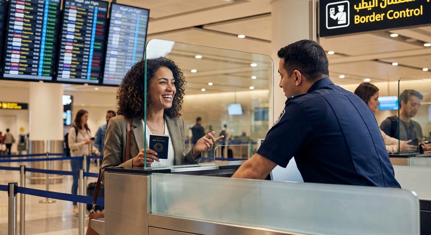 Passageiros caminhando em um terminal internacional